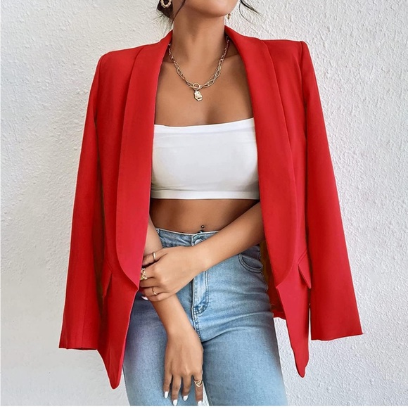 NWOT Womens Red Long Sleeve Blazer - Picture 5 of 9